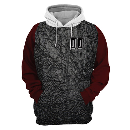 Textured Black & Red Custom Baseball Hoodie