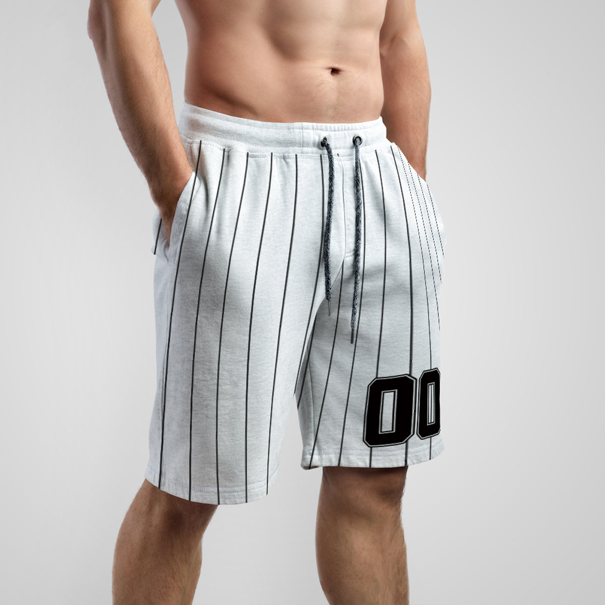 Custom White Pinstripe Baseball Shorts