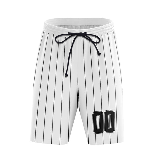 Custom White Pinstripe Baseball Shorts
