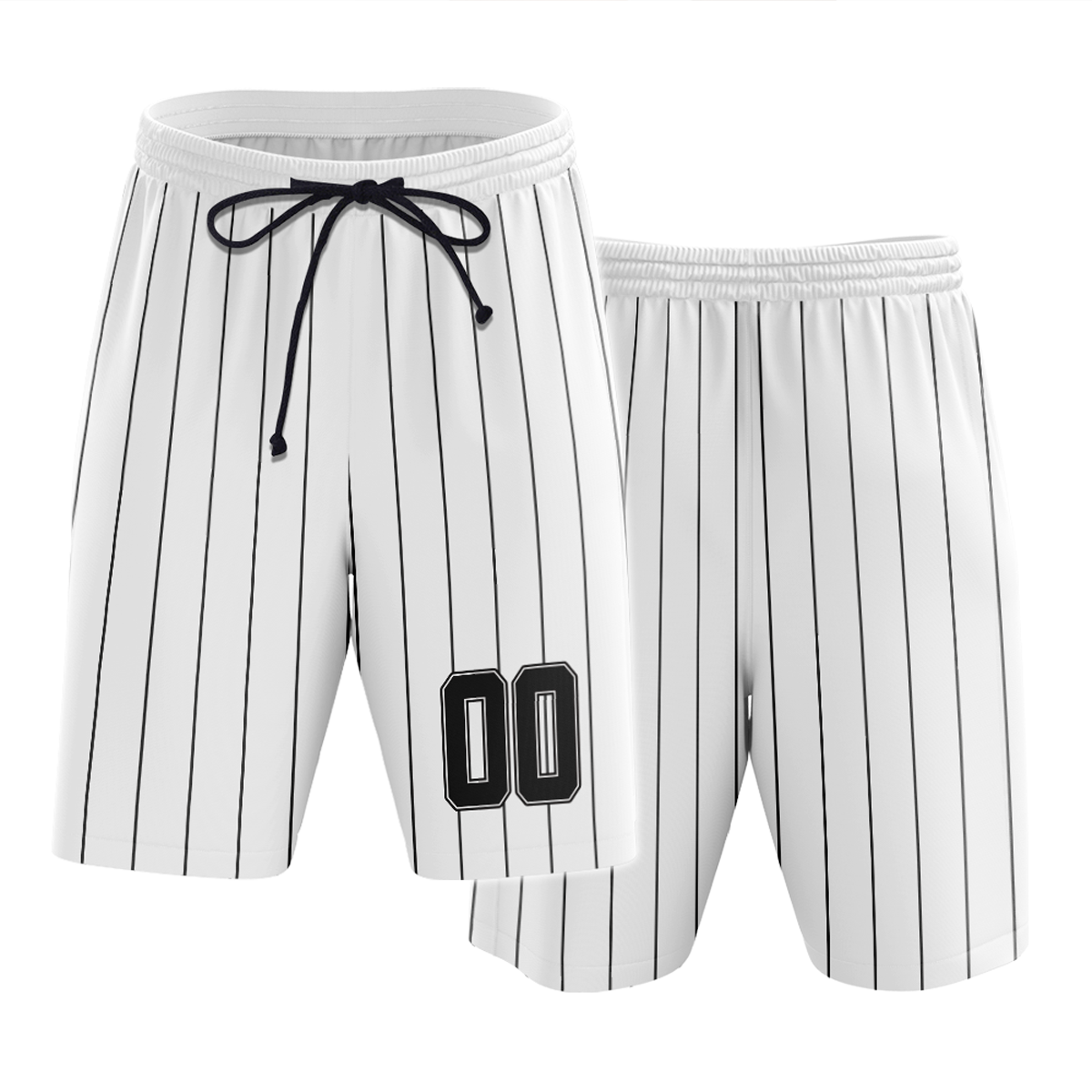 Custom White Pinstripe Baseball Shorts