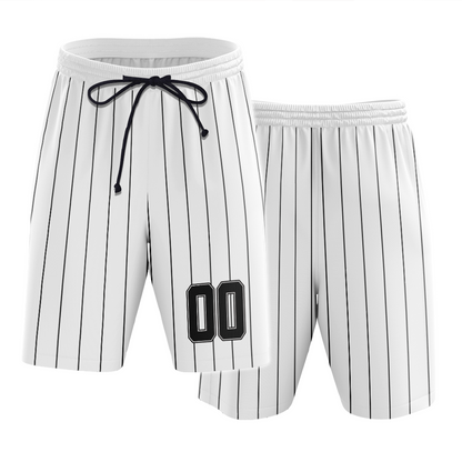 Custom White Pinstripe Baseball Shorts