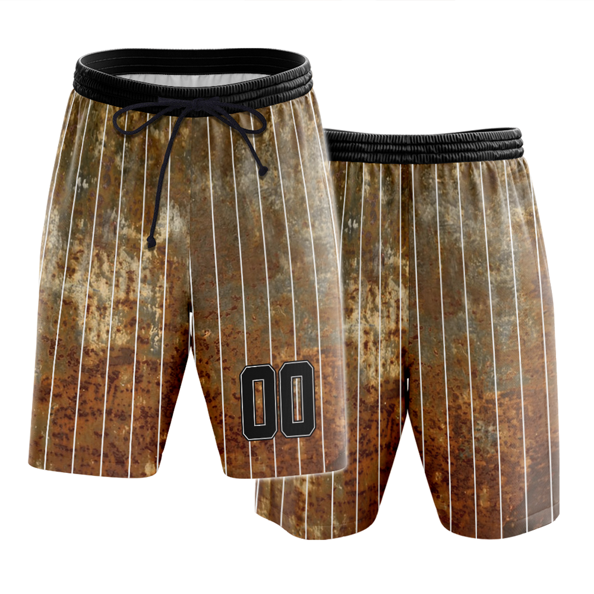 Custom Rust Texture Pinstripe Baseball Shorts