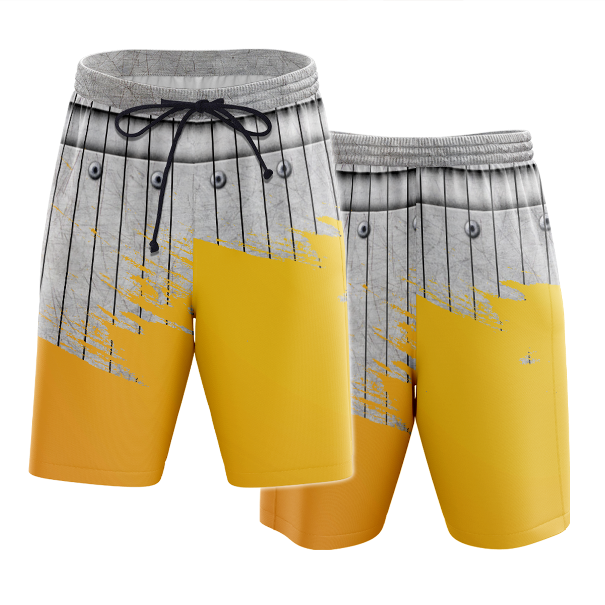 Custom Yellow & Gray Baseball Shorts