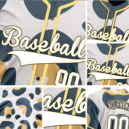Custom Beige Dark Grey Baseball Jersey