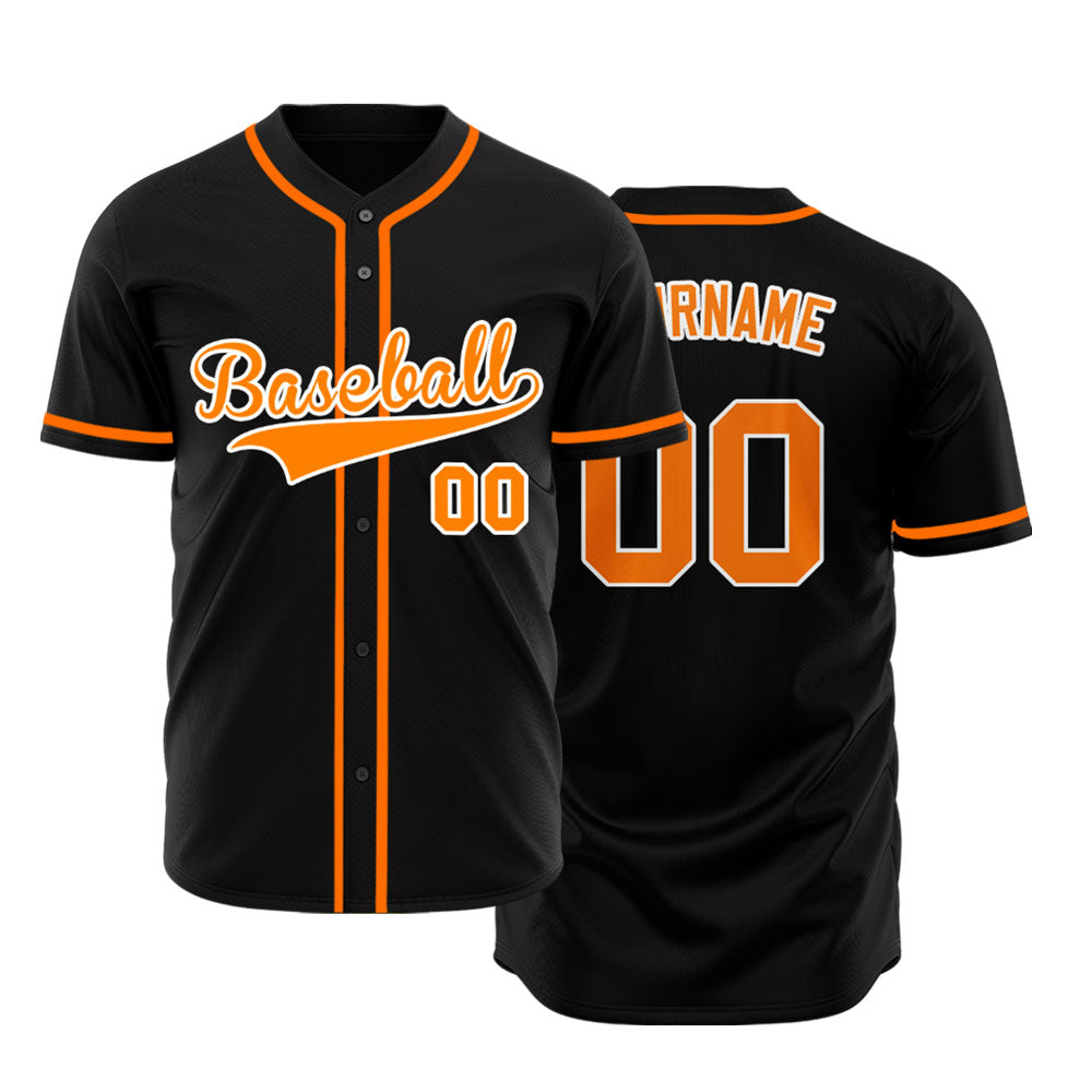 Custom Black And Orange Baseball Jersey