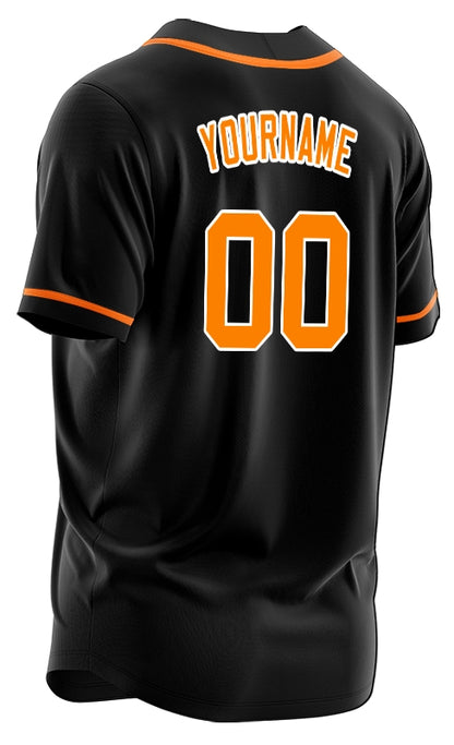Custom Black And Orange Baseball Jersey