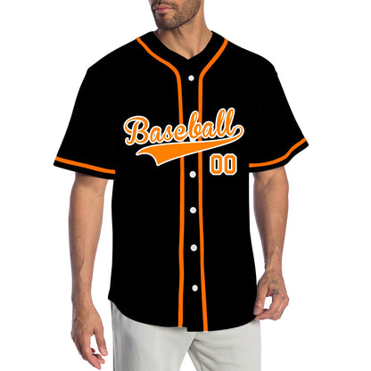 Custom Black And Orange Baseball Jersey