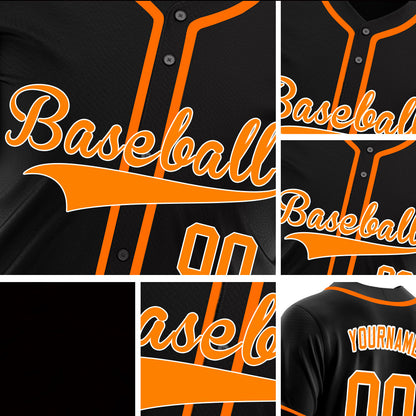 Custom Black And Orange Baseball Jersey