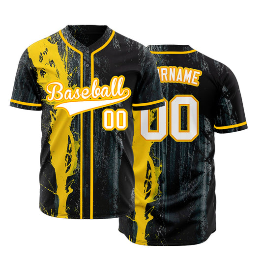 Custom Black And Orange Ink Baseball Jersey