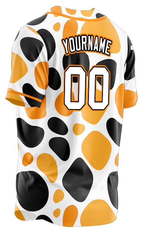 Custom Black And Orange Shapes Baseball Jersey