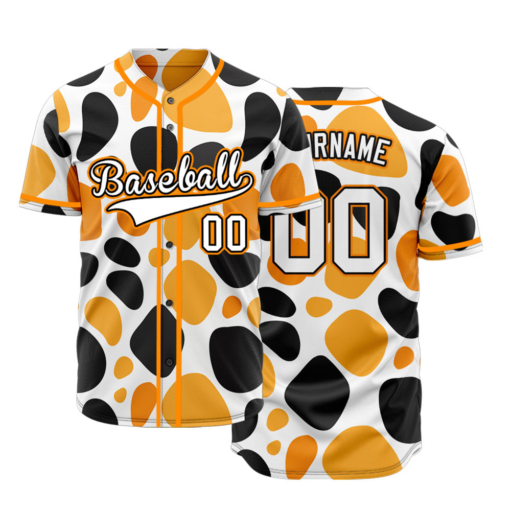 Custom Black And Orange Shapes Baseball Jersey