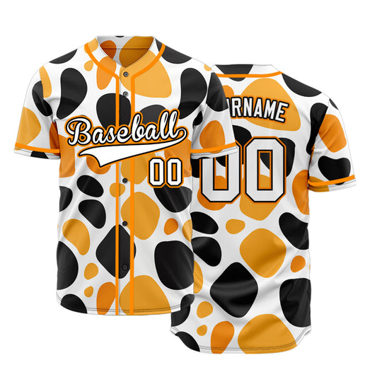 Custom Black And Orange Shapes Baseball Jersey
