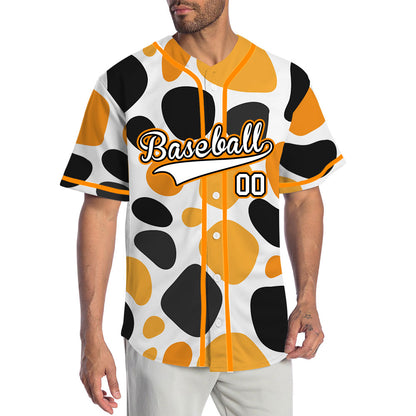 Custom Black And Orange Shapes Baseball Jersey
