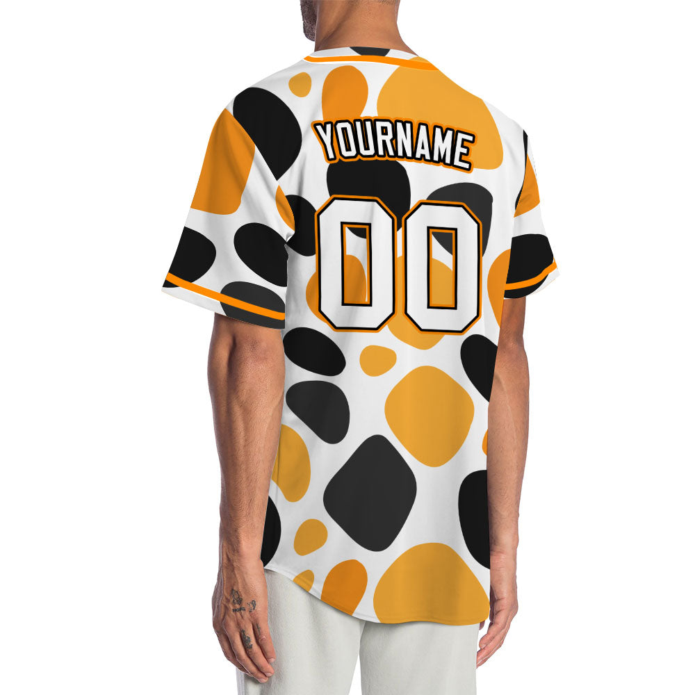 Custom Black And Orange Shapes Baseball Jersey