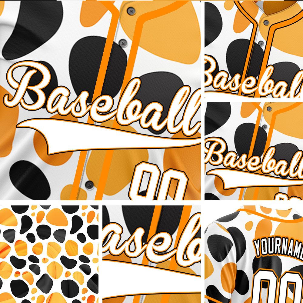 Custom Black And Orange Shapes Baseball Jersey