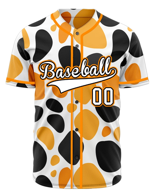 Custom Black And Orange Shapes Baseball Jersey