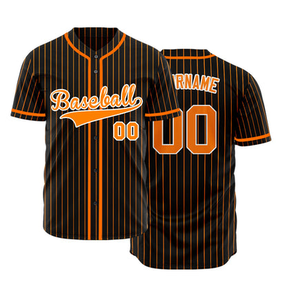 Custom Black And Orange Vertical Lines Baseball Jersey