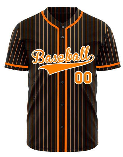 Custom Black And Orange Vertical Lines Baseball Jersey