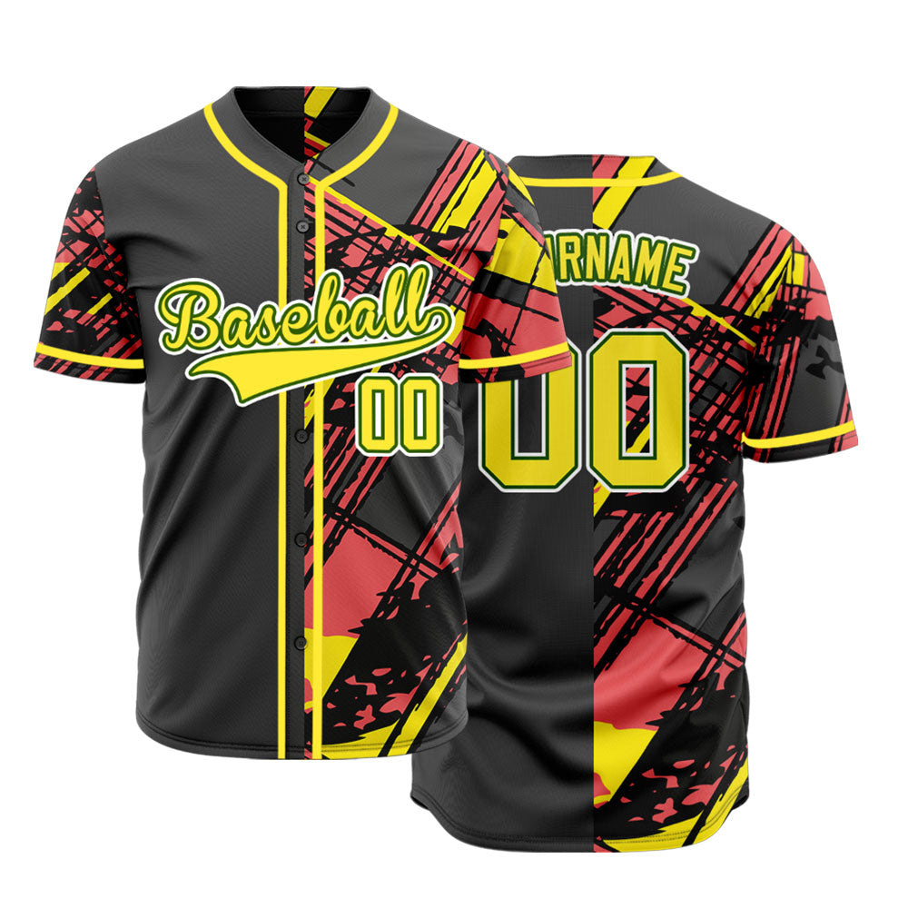 Custom Black And Red Ink Baseball Jersey
