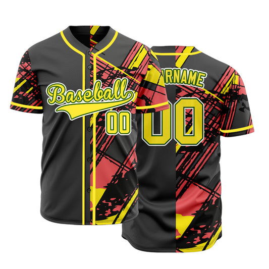 Custom Black And Red Ink Baseball Jersey