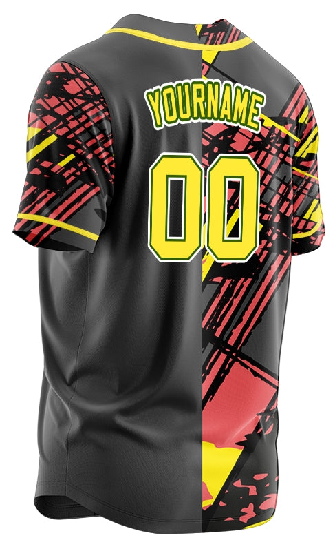 Custom Black And Red Ink Baseball Jersey