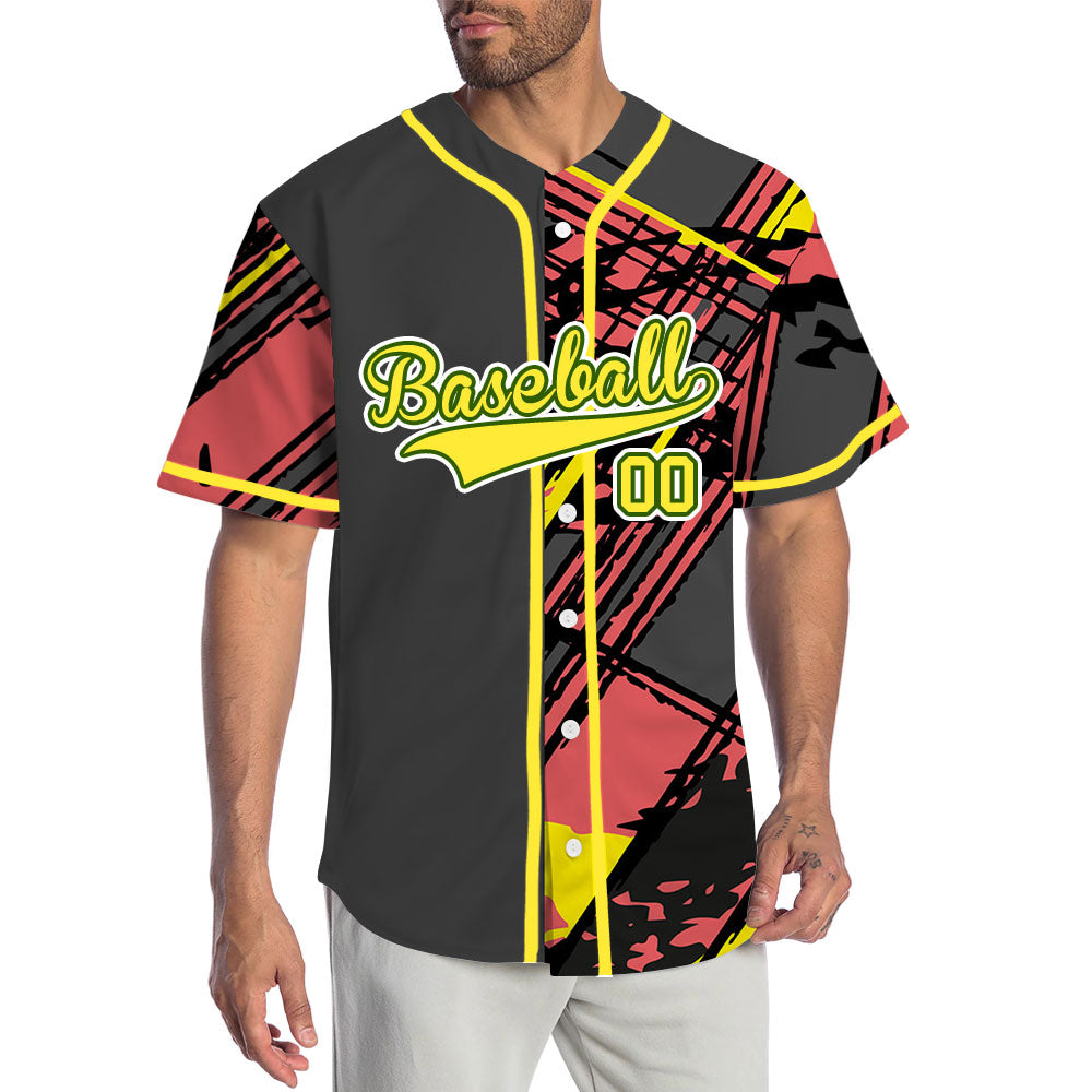 Custom Black And Red Ink Baseball Jersey