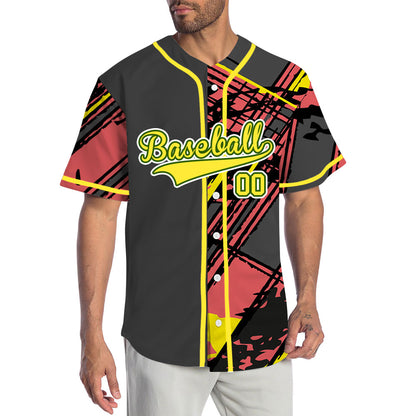 Custom Black And Red Ink Baseball Jersey