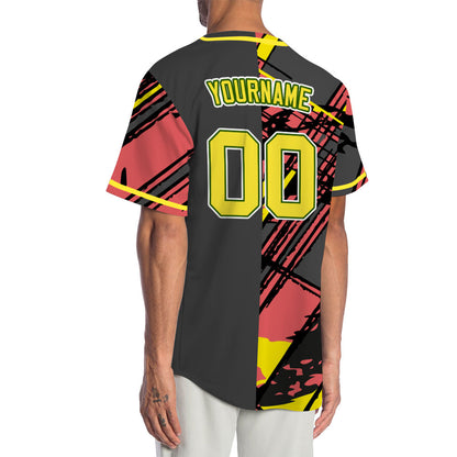 Custom Black And Red Ink Baseball Jersey