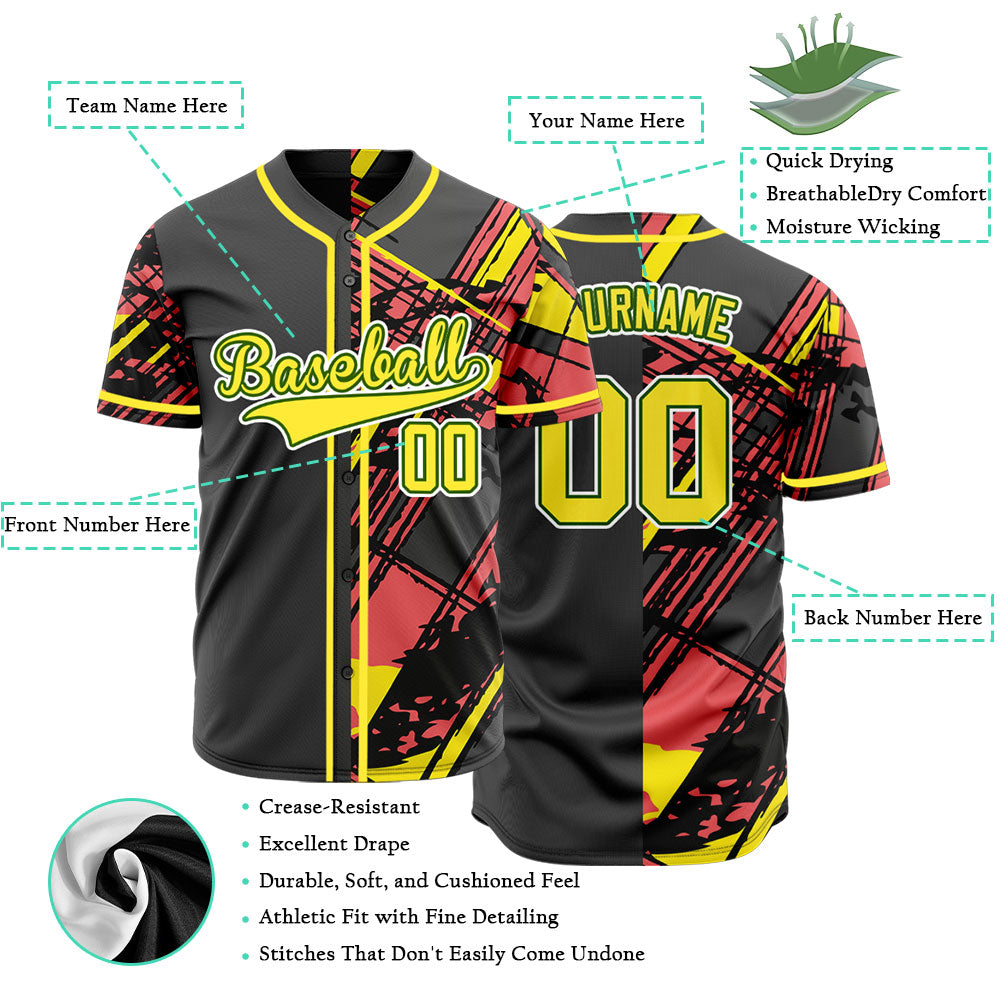 Custom Black And Red Ink Baseball Jersey