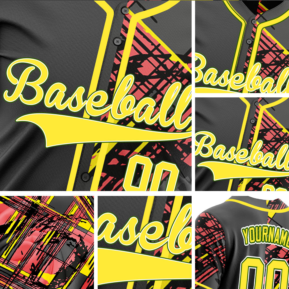 Custom Black And Red Ink Baseball Jersey