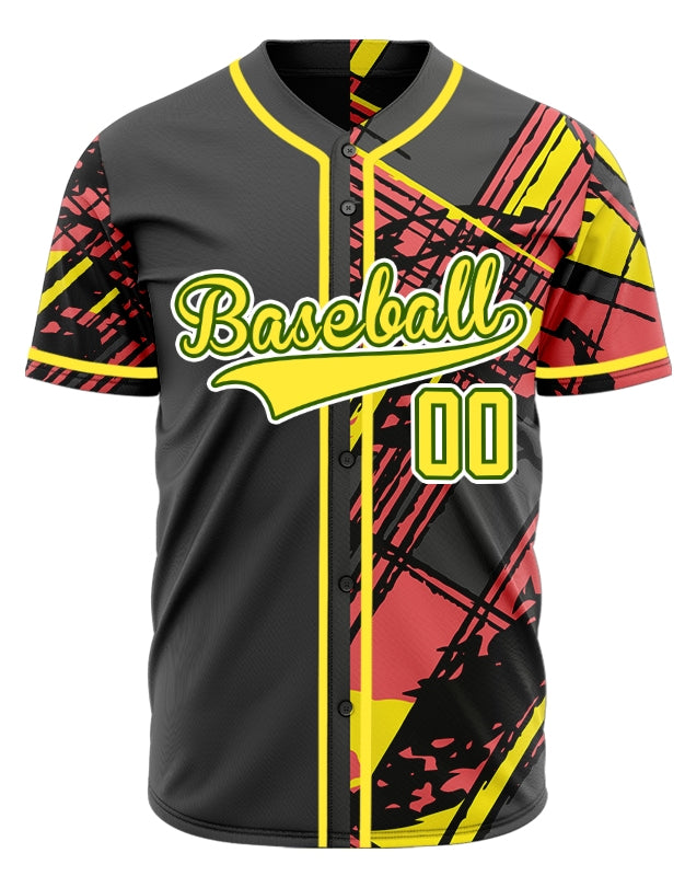 Custom Black And Red Ink Baseball Jersey