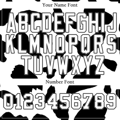 Custom Black And White Cow Baseball Jersey