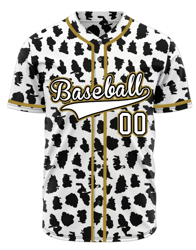 Custom Black And White Gold Edge Leopard  Baseball