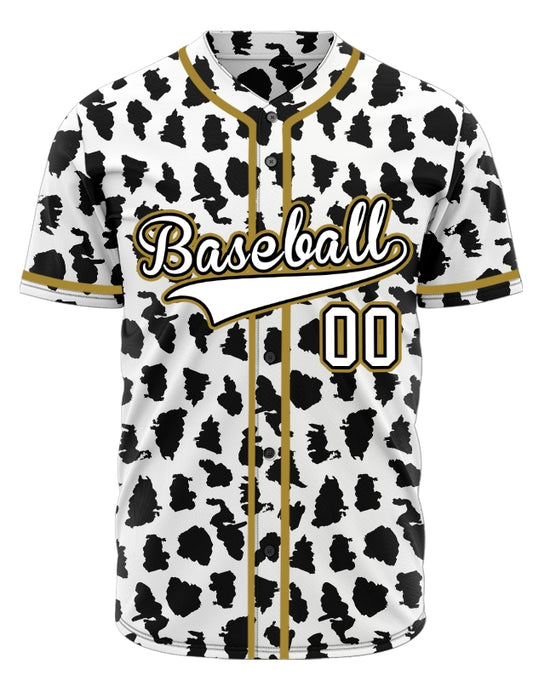 Custom Black And White Gold Edge Leopard  Baseball