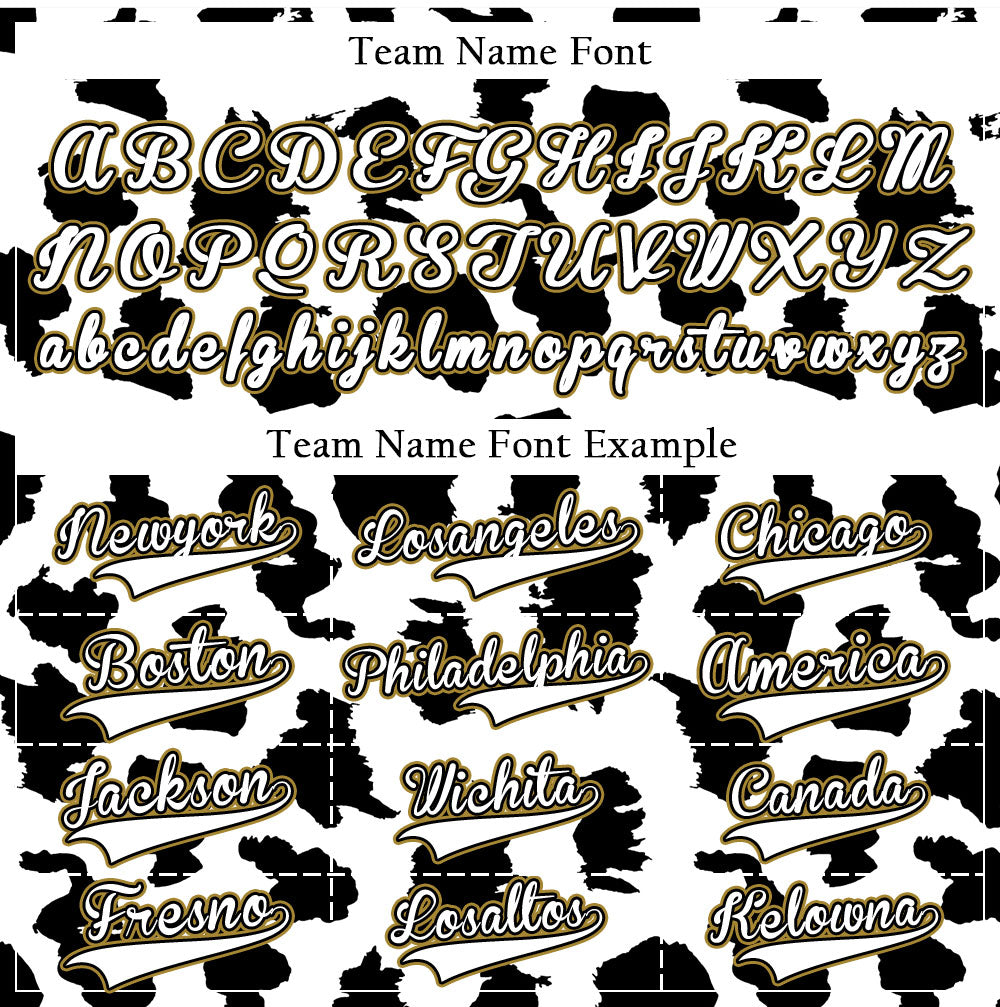 Custom Black And White Leopard Gold Edge Baseball Jersey