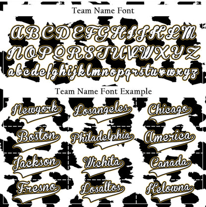 Custom Black And White Leopard Gold Edge Baseball Jersey