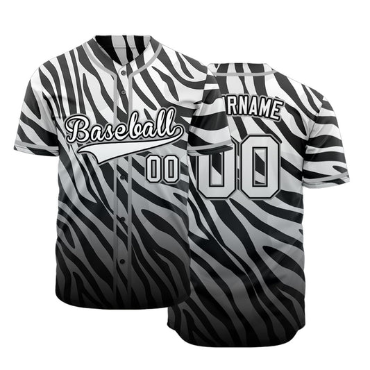 Custom Black And White Zebra Baseball Jersey