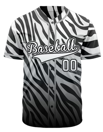 Custom Black And White Zebra Baseball Jersey