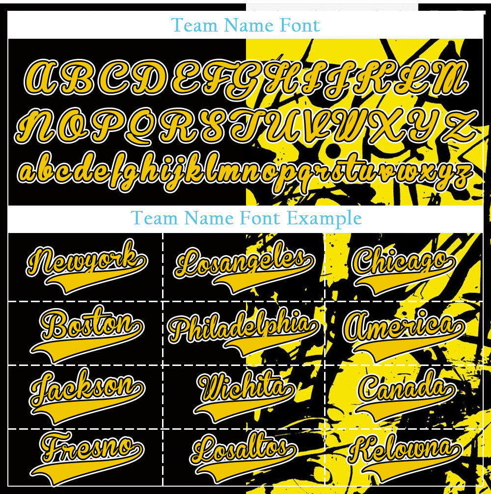 Custom Black And Yellow Ink Baseball Jersey