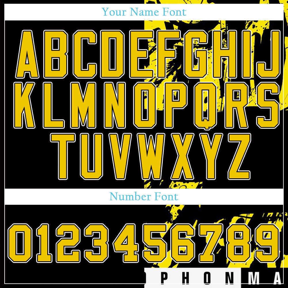 Custom Black And Yellow Ink Baseball Jersey
