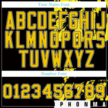 Custom Black And Yellow Ink Baseball Jersey