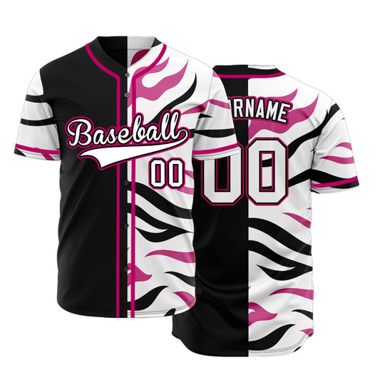 Custom Black Purple Leopard Baseball Jersey