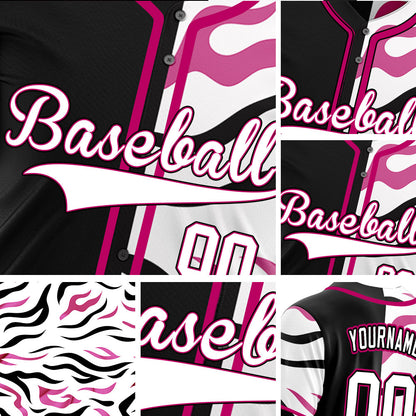 Custom Black Purple Leopard Baseball Jersey