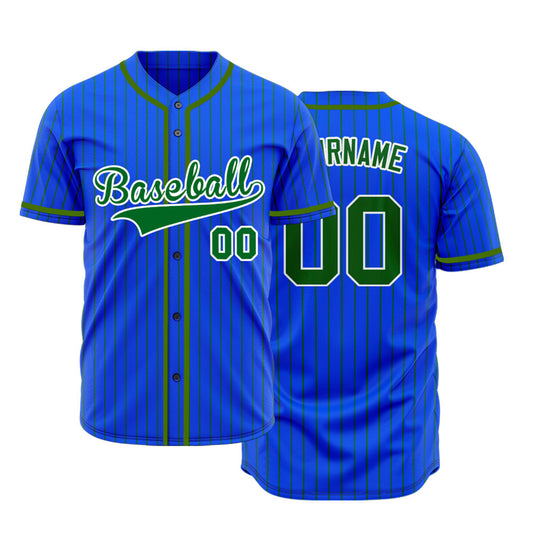 Custom Blue And Green Lines Baseball Jersey