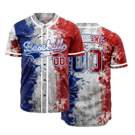 Blue And Red Flag Dark Blue Baseball Jersey