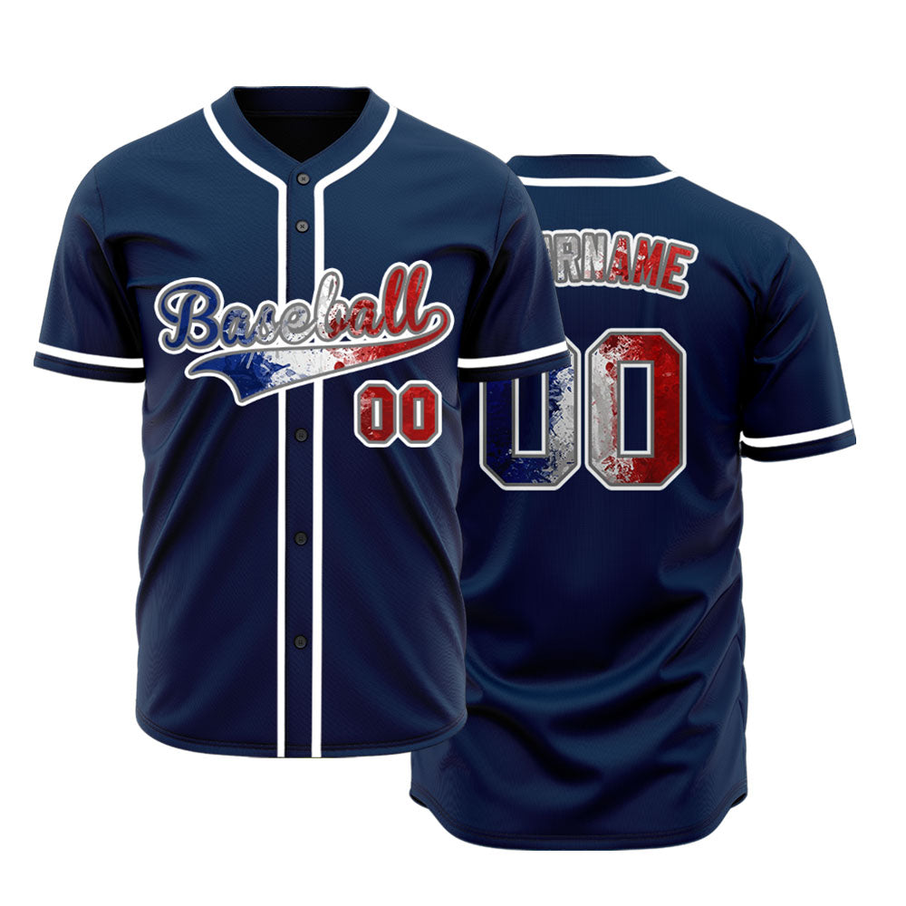 Blue Smoke Flag Red Baseball Jersey