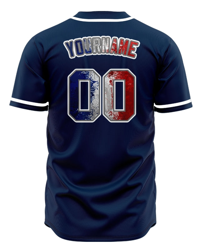 Blue Smoke Flag Red Baseball Jersey