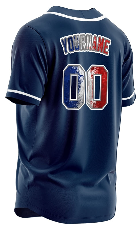 Blue Smoke Flag Red Baseball Jersey