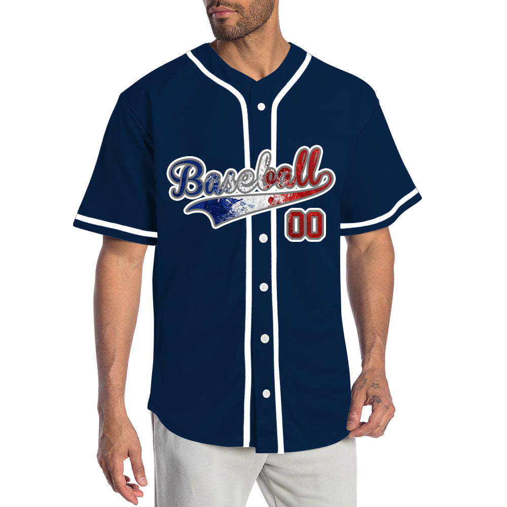 Blue Smoke Flag Red Baseball Jersey