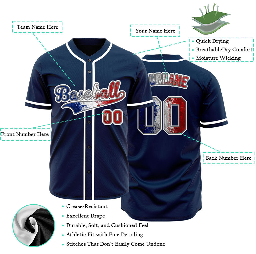 Blue Smoke Flag Red Baseball Jersey